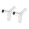 thumbnail image 1 of Accesorios de espiga para manguera de acero inoxidable 304 Unique Bargains 25/32" Conector en forma de Y de 3 vías para aire, agua, aceite, gas, combustible, 2 piezas tono plateado, 1 of 1