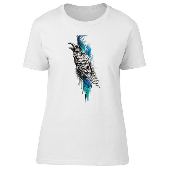 Crow Sketch And Watercolor Tee Women's -Image by Shutterstock