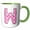 Green/White, variant on 3drose, Cute Pink on Pink Hearts Monogram Initial W, 11oz Two-tone Yellow Mug