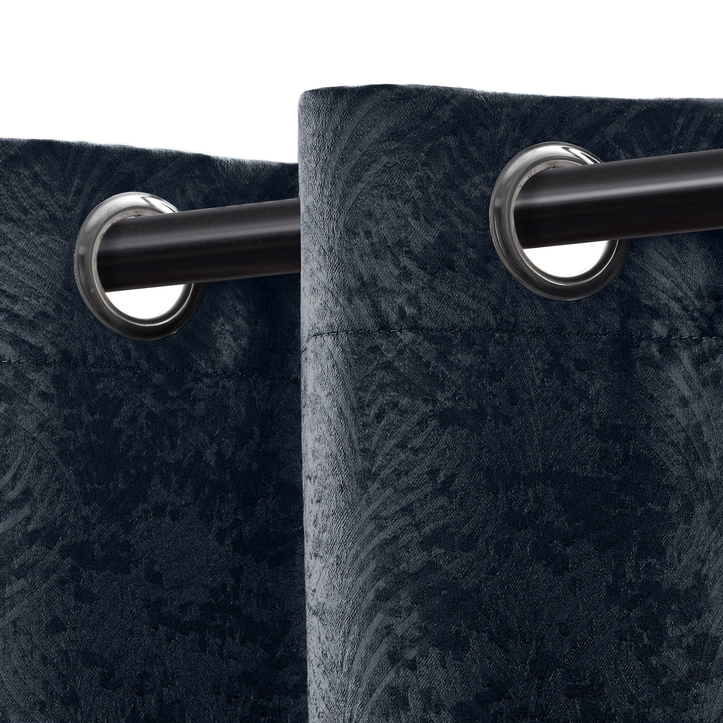 Superior Wave Blackout Grommet Curtains Panel Set, Navy Blue, 42" x 108"