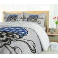 thumbnail image 5 of Ambesonne Skull Duvet Cover Set, Pirate Evil Head Bones, Queen, Blue Grey Black, 5 of 6