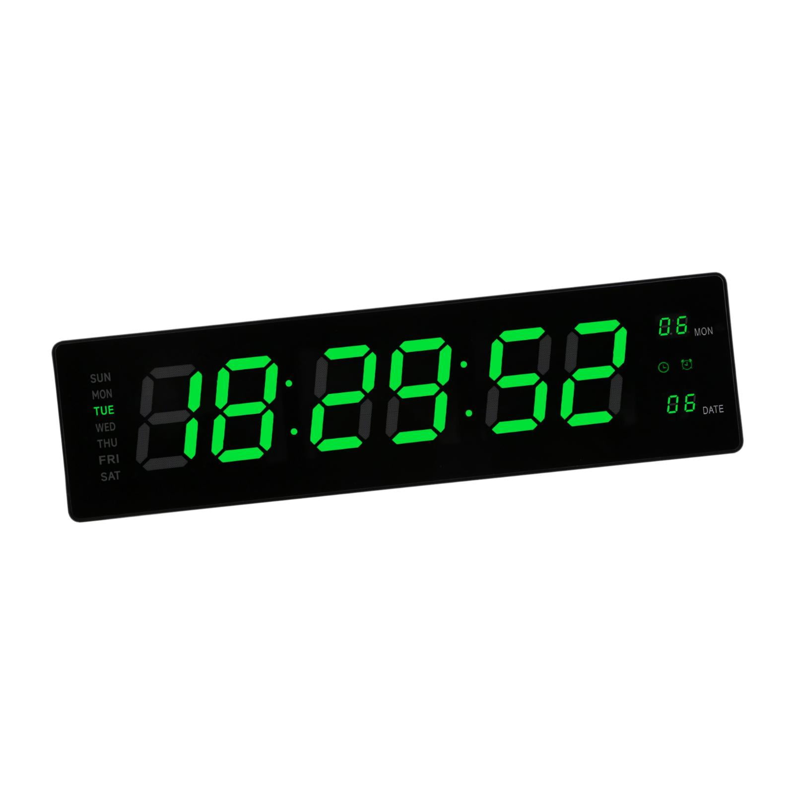 Baoblaze LED Digital Clock Bedroom Display Date Calendar Bar Wall Hanging Alarm Clock Green