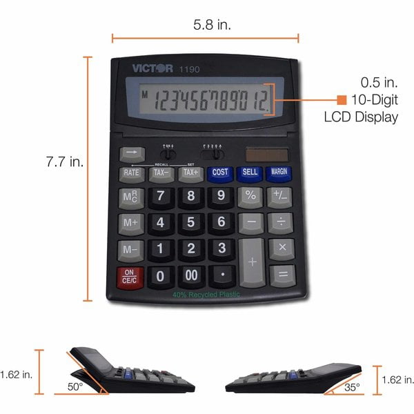 1 pc, Victor Technology Finance Portable Calculator, LCD, 12 Digit