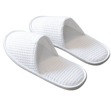 GIXUSIL Spa Slippers for Men and Women, 10 Pairs Non Slip Thick Cotton Velvet Disposable Hotel Slippers, Bulk Washable House Slippers for Guests Shoeless Home Wedding Bridesmaid Travel Party (White)