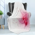 thumbnail image 4 of Romantic Soft Flannel Fleece Throw Blanket, Valentines Day Themed Hearts Floral Arrangement Amour Illustration, Cozy Plush for Indoor and Outdoor Use, 50" x 60", Pink White, by Ambesonne, 4 of 5