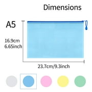 WWW A5 Plastic Zip Wallets Folder, 10PCS Mesh Zipper Pouch Document Wallet, A5 Zipper File Folders, Zip Lock Bags for School Office Household Travel Supplies