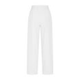 thumbnail image 4 of ABATAB Womens Cotton Linen Pants Elastic Waist Casual Palazzo Pants Wide Leg Baggy Full Length Solid Trousers with Pockets, 4 of 6