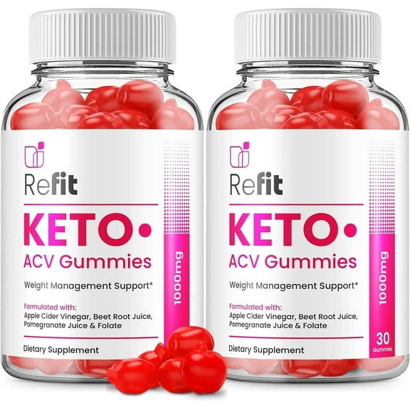 2 Pack Refit Keto ACV Gummies Refit ACV Advanced Keto Formula Plus Apple Cider Vinegar Keto Gummies Dietary Supplement B12 Beet Root Juice Men Women 120 Gummies