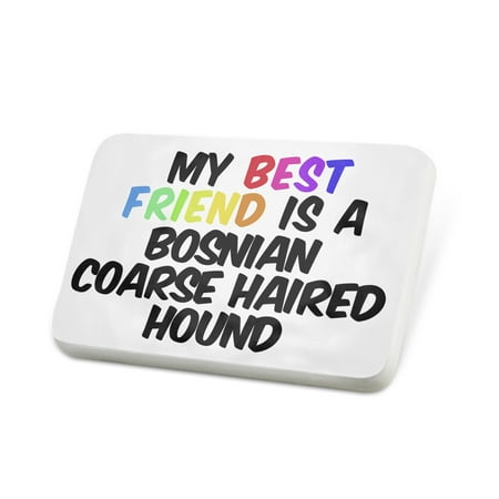 Porcelein Pin My best Friend a Bosnian Coarse-haired Hound Dog from Bosnia and Herzegovina Lapel Badge –