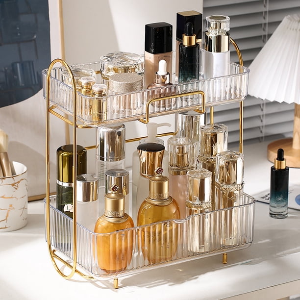 Organizador de tocador de 2 niveles con mango de metal organizador cosmético para dormitorio sala de estar JShteea El nuevo