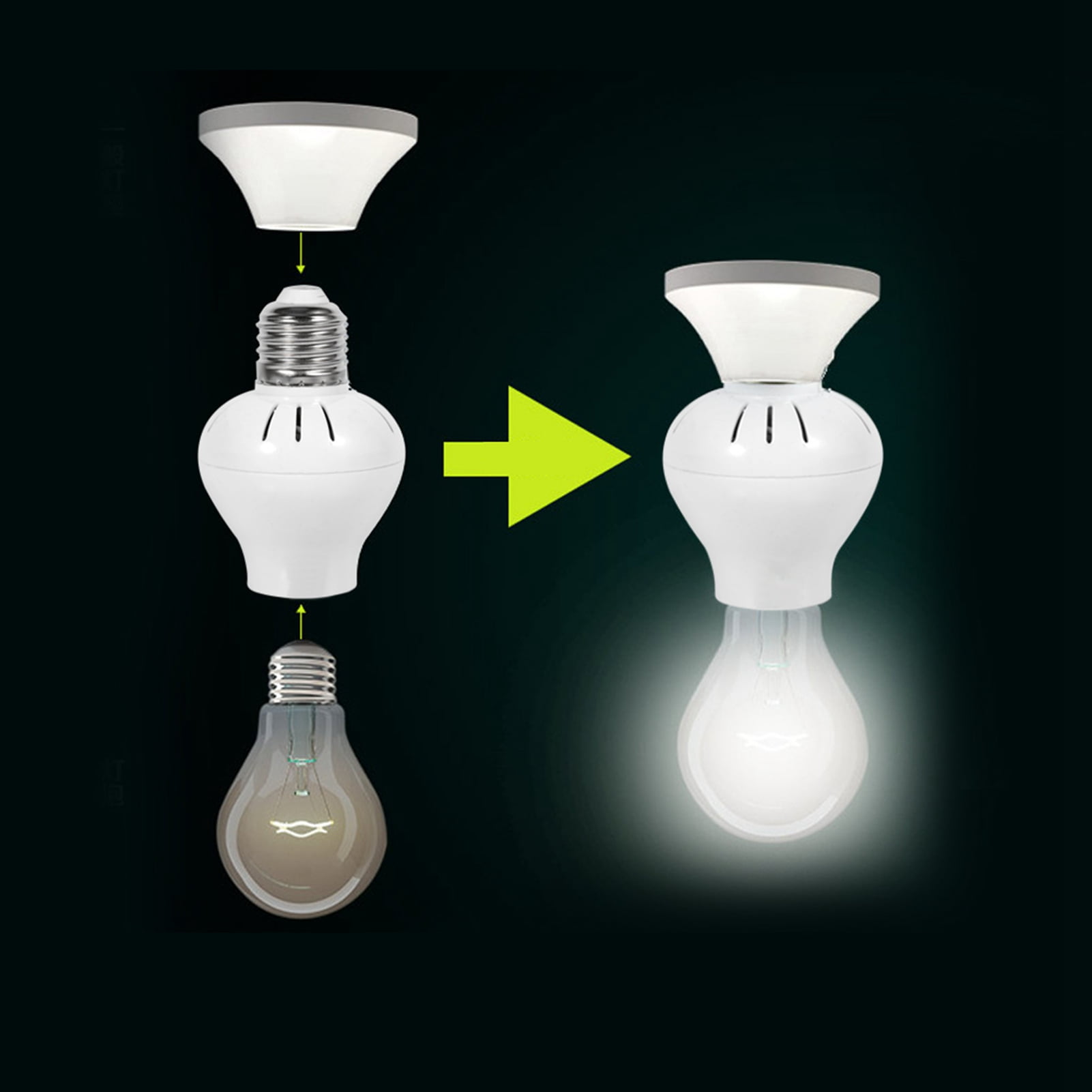 Adjustable Sensitive Lightweight Motion Sensor Light Socket, 2.4 X 3.5Inch E27 LED Sensor Light Socket, Energy Saving Lamp For Led Lights Incandescent Bulb