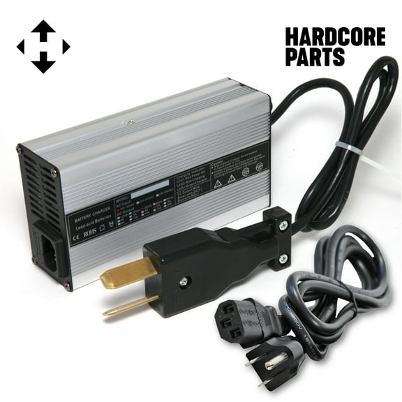 Hardcore Parts 36V Golf Cart Battery Charger, Crows Foot Connector, Automatic Trickle Charge, 5 Amp