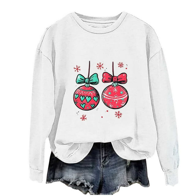 HAiming Chemise de Noël Garçons Filles Manches Longues Col Rond Chandail Xmas Vêtements Imprimés Mignons