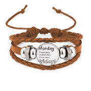 Monday To Friday Art Deco Fashion Bracelet Wristband Leather Jewelry Ornament