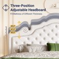 thumbnail image 4 of Allewie King Bed Frame, Velvet Tiara Upholstered Diamond Button Tufted Headboard, No Box Spring Needed, White, 4 of 9