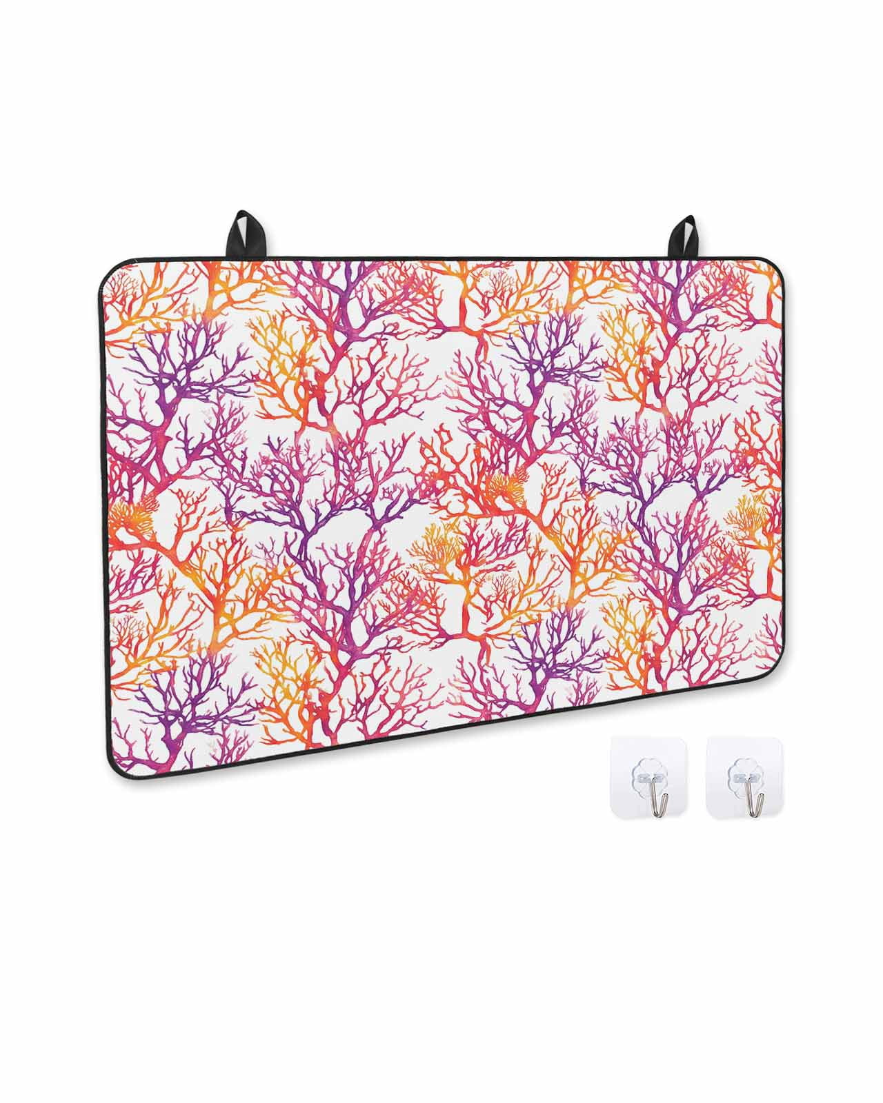nqOlkjepod Large Induction Cooktop Protector Mat 24"x21", Purple Coral Coastal Stove Top Covers for Electric Stove, Summer Beach Nautical Ocean Sea Stove Burner Cover Mats, Glass Top Stove Cover