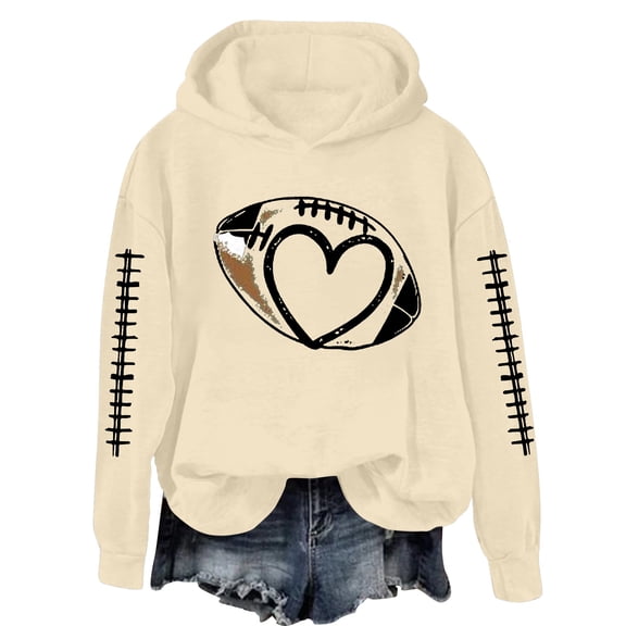 Bovemsi Sweatshirt for Women Heart Football Graphic Hoodies Fall Long Sleeve Pullover Tops Mom Camo Hoodie
