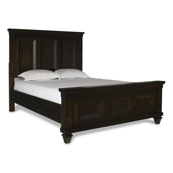 Pemberly Row Modern / Contemporary Wood Queen Bed in Walnut Finish