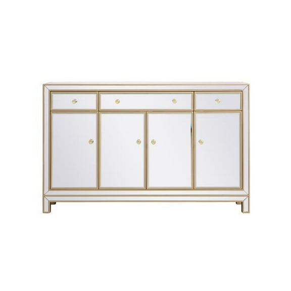 56 in. Mirrored Credenza in Gold
