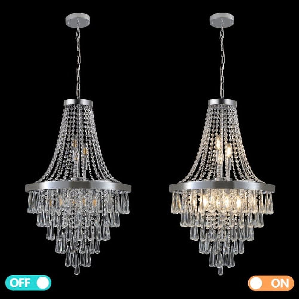 ACE-LIGHTS,Chrome Crystal Chandeliers(Bulbs Not Included),Large Contemporary Luxury Ceiling Lighting for Living Room,Dining Room,Bedroom,Hallway(Chrome)