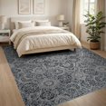 thumbnail image 3 of ODIKA 8'x10' Washable Area Rug Non-Slip Chair-Friendly Mat Vintage Floral Medallion With Distressed Scroll Border Motif Boho Flowing for Dining Room, Large Office, Lounge, 3 of 7
