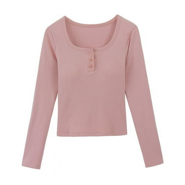 Ropa interior de mujer con cuello cuadrado de otoño e invierno con hombros entallados y camisa de manga larga cálida