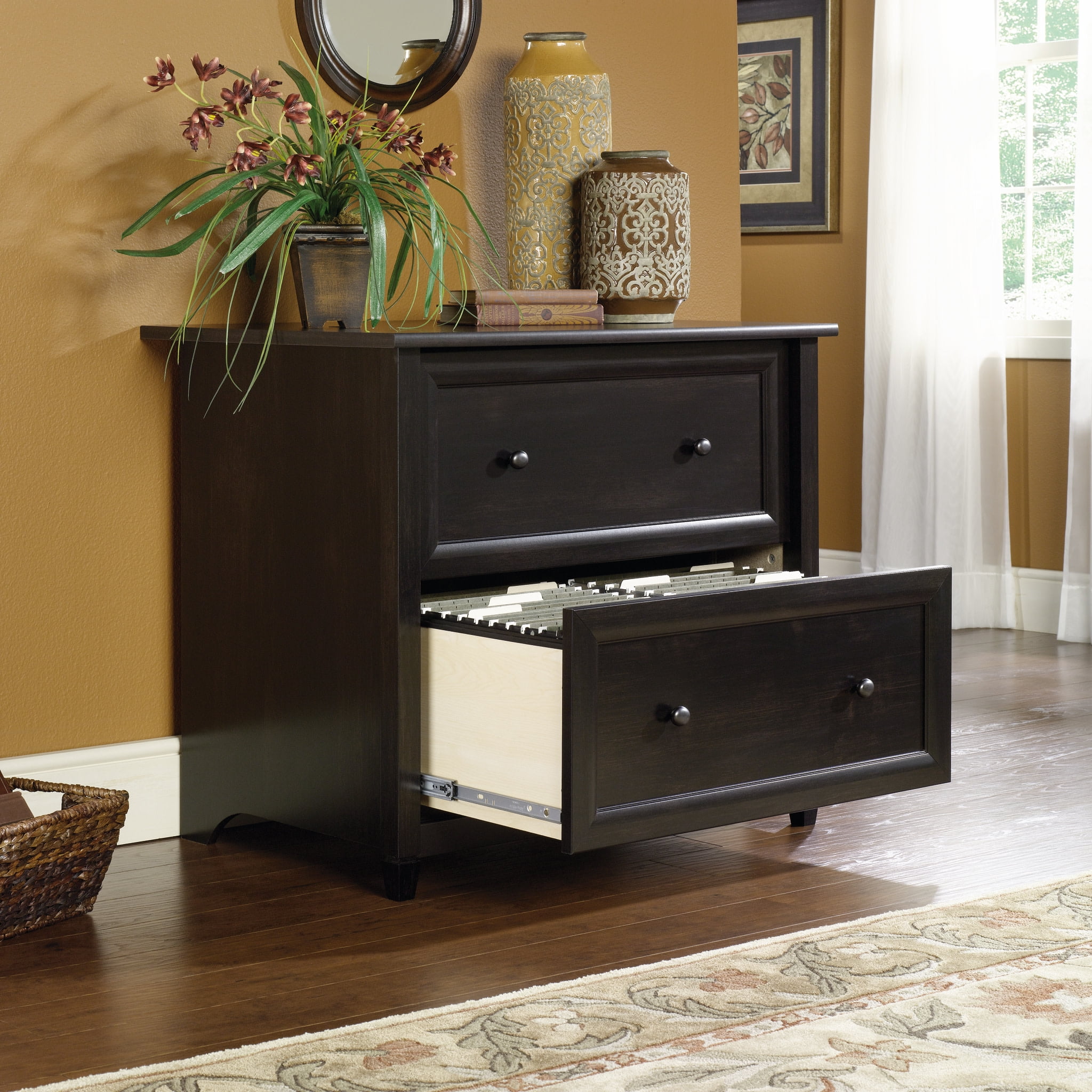 Sauder Edge Water 2-Drawer File Cabinet, Black Finish