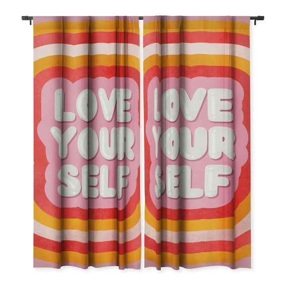 Society6 Showmemars Love Yourself retro type Single Panel Room Darkening Window Curtain 50" x 84"