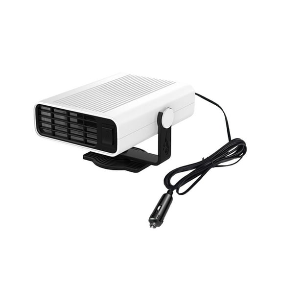 Fast Heating Car Heater with Heating and Cooling Function, Defroster Defogger Plug Cigarette Lighter 360 Degree Rotary Base White