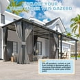 thumbnail image 6 of AECOJOY 10' x 10' Lean to Gazebo with Netting and Curtain Outdoor Hardtop Gazebo Aluminum Metal Pergola ​For Garden, Patio, Backyard-​Dark ​Gray, 6 of 8