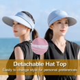 thumbnail image 2 of Zip-Off Wide Brim Visor Hat for Women Packable Sun Hat for Golf Hiking Gardening UV Protection Summer Beach Hat, 2 of 7