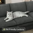 thumbnail image 5 of Marrber Plush Sectional Corduroy Sofa Bed, 4-Seat U-Shaped Cloud Couch Deep Seat with Double Movable Chaises for Living Room, Grey, 5 of 10