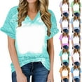thumbnail image 5 of Ahdbta Womens Blank Bleached V Neck Shirts for Sublimation Casual Loose Short Sleeve Summer Tops Polyester Tshirt Sublimation Ready, 5 of 5