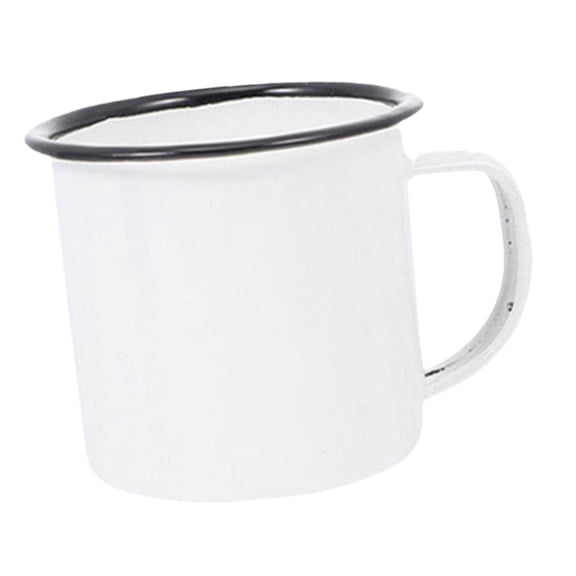 Esquirla Enamel Coffee Mug Lightweight Portable Drinking Cup Creative Tea Mug Stylish Tableware with Comfortable Handle Suitable for Home Use Office Kitchen White