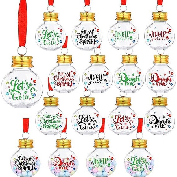Venta al por mayor de bolas de bebida navideña, adornos de árbol de bebida rellenables de Navidad, bolas de Navidad transparentes, adornos de árbol colgantes para Navidad