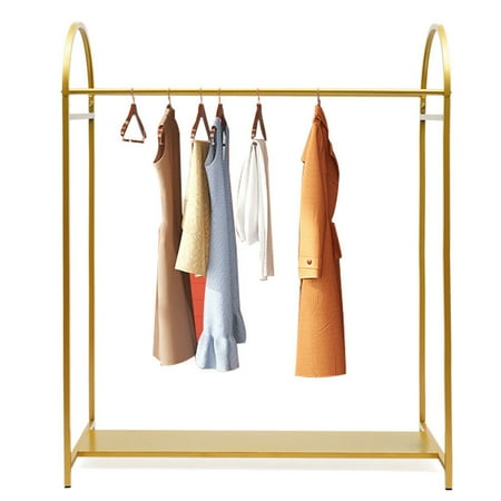 Wuzstar Moden Metal Clothes Rack Garment Rack with Bottom Shelf Heavy Duty Clothes Hanging Rack Display Rack, Gold