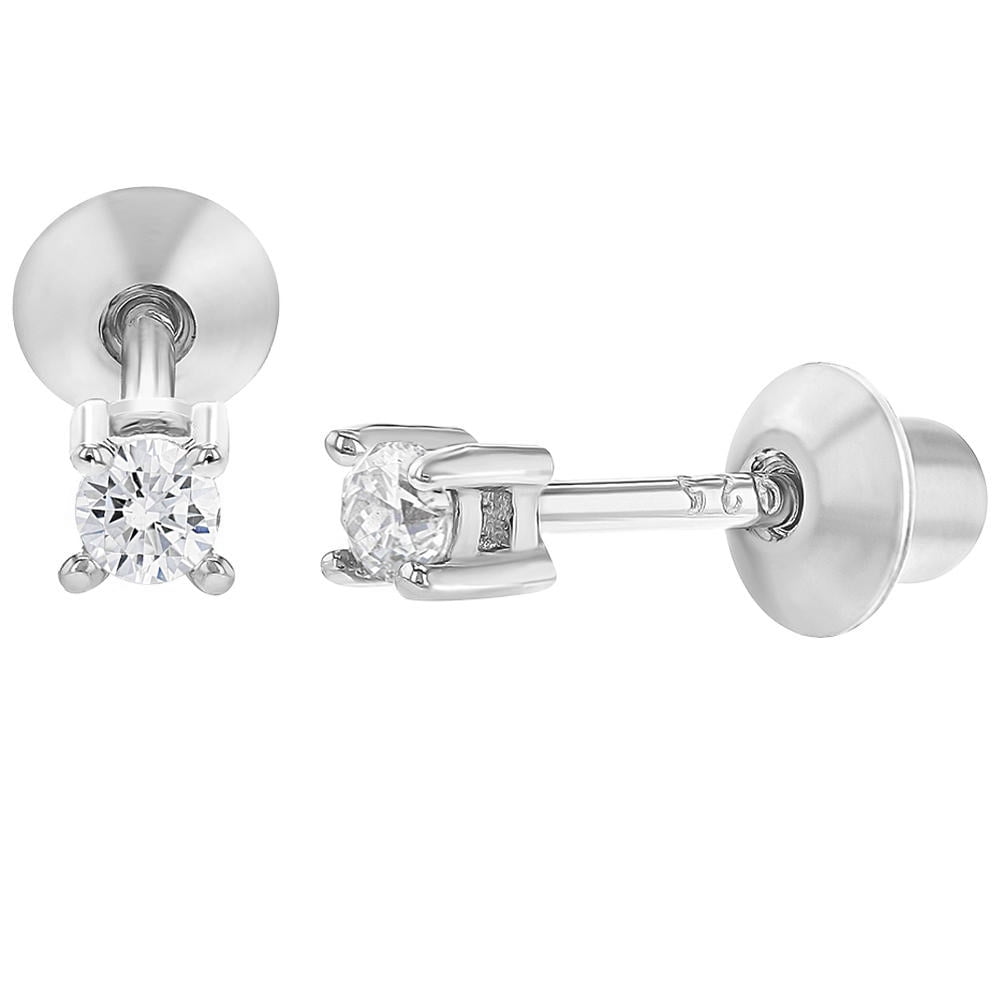 925 Sterling Silver Baby Earrings Back S Children Clear 925 Sterling Silver Baby Earrings Back S Children Clear Cz 2mm