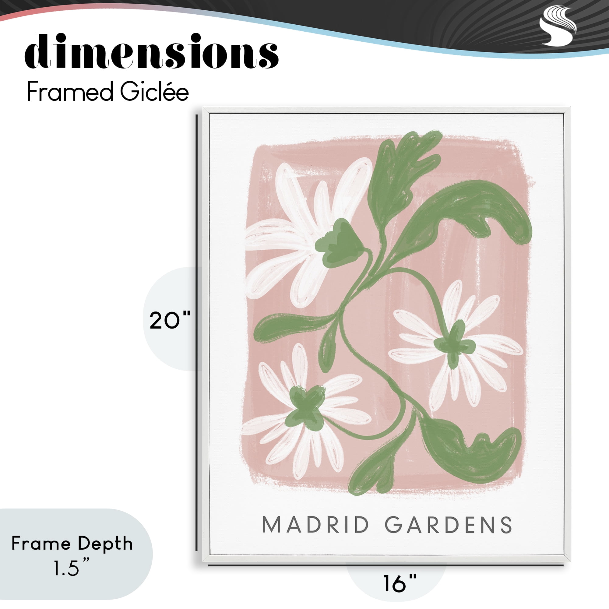 Stupell Industries Madrid Gardens Pastel Blooms White Framed Giclee Art, design by Lucille Price