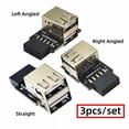 thumbnail image 3 of CY 3pcs/set 9Pin/10Pin Motherboard Front Panel Header Female to Dual USB 2.0 Female Adapter Vertical Angled Type 90 Degree, 3 of 5