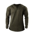 thumbnail image 3 of 100%Cotton Shirts for Men Summer Solid Color V Neck Long Sleeve Shirt Fitness Thin Breathable Button Lightweight Sports Shirts Athletic Lounge Wear, 3 of 6