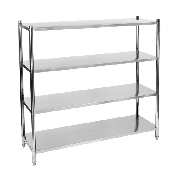 4-Tier Stainless Steel Shelving Unit - 58.1x17.5x58.1 Inch Heavy Duty Storage Rack, Adjustable Height, 330LBS Per Layer - Ideal for Supermarkets, Offices, Garages & Kitchens
