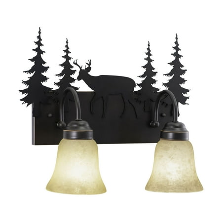 

Vaxcel Bryce 2 Light Bronze Rustic Deer Bathroom Vanity Fixture