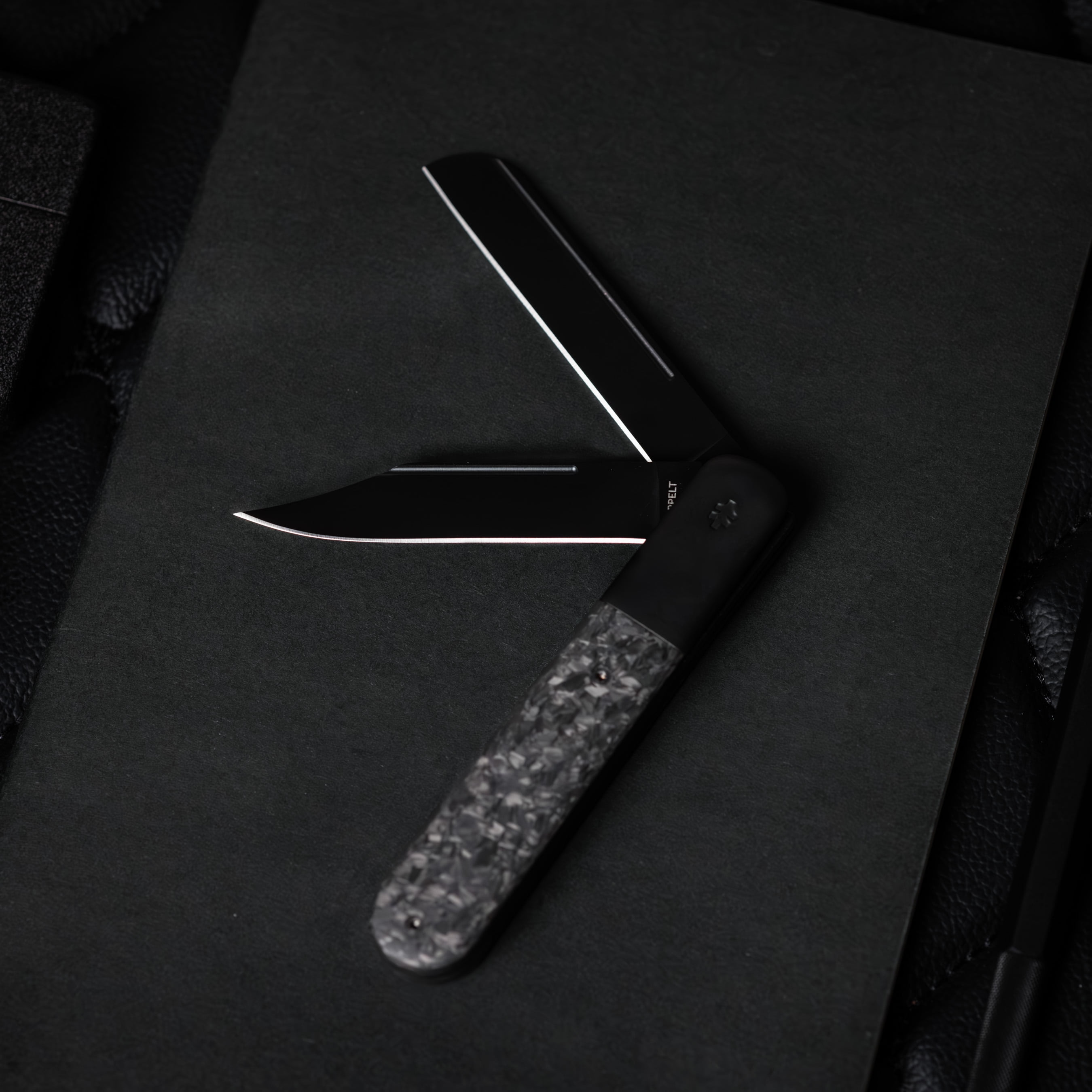 Swiss Tech Barlow Double Bladed Pocket Knife, Trapper, AUS-8, Carbon Fiber Handle, Slip Joint