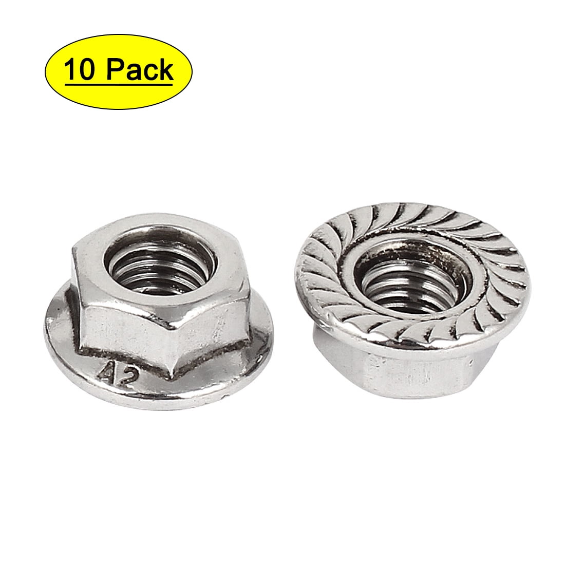 1/2-13 Stainless Steel Flange Nuts Serrated Base Lock  2 pcs  POLISHED 