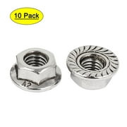 10 Pcs 8mm Height 5/16" M8 Thread Stainless Steel Serrated Hex Flange Lock Nuts