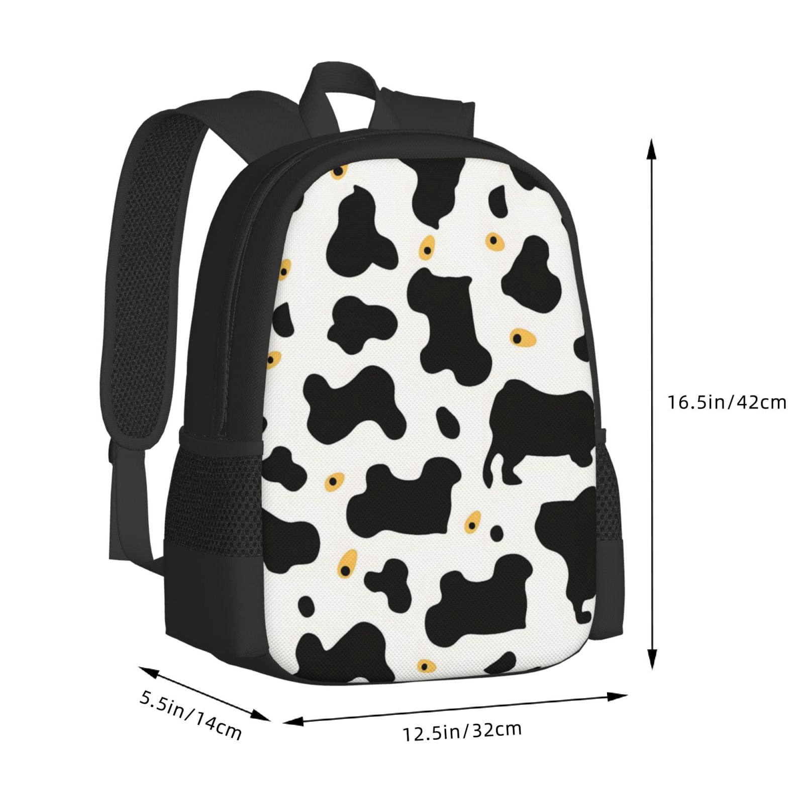 Large Capacity Backpack 16.5×12.5×5.5in Widened Shoulder Strap Design Main Bag Large Top Handle Belt Adjustable Shoulder Strap Simple Cow Print Pattern1_4