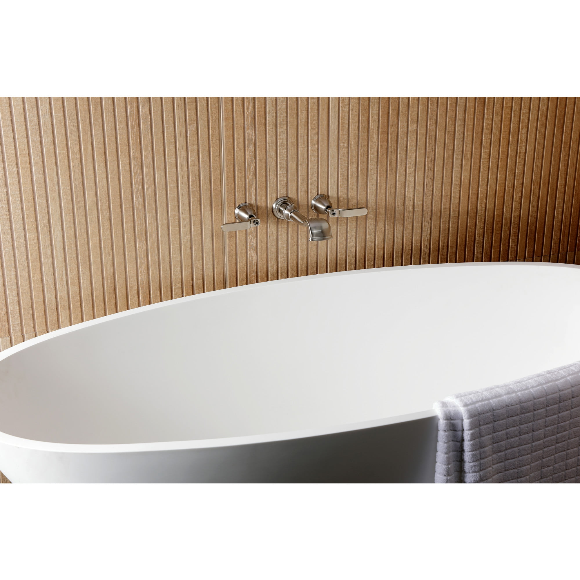 Kingston Brass KS5028KL Hallerbos Two-Handle Wall Mount Roman Tub Faucet, Brushed Nickel