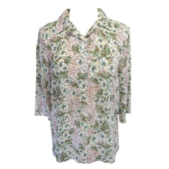 Womens Adaptive Shoulder-Snap Blouse-Brown  Olive