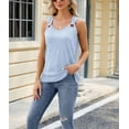 thumbnail image 4 of Camiseta sin mangas con cuello en U ondulado para mujer, anillos de metal, verano, hombros descubiertos, sin mangas, para salir, 4 of 4