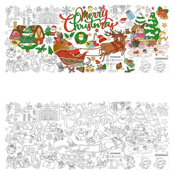 72" Giant Coloring Poster for Christmas Large Coloring Poster for Adults and Kids Holiday Celebration Crafts for Family Paper Coloring Banner for Xmas